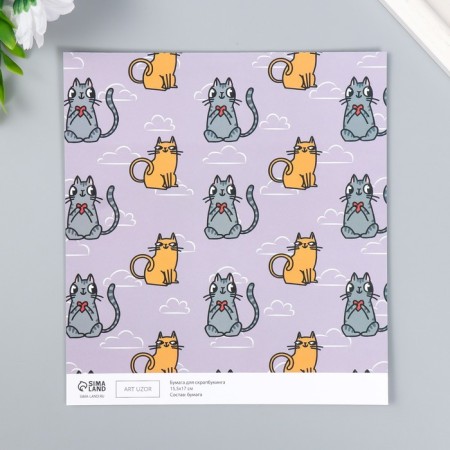 Scrapbooking paper bilateral "cats" density 180 g 15.5x17 cm-3