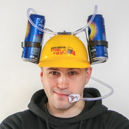 Helmet “business is time, and beer right now”, with holes for jars, head girth 56-58 cm-1