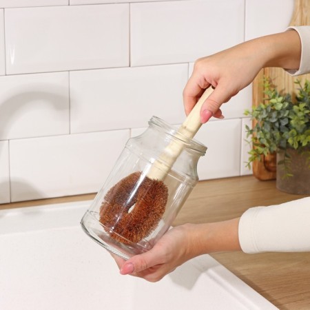 Brush for cleaning dishes of the share, 8 × 4.5 × 23 cm, coconut stubble, wooden handle-3