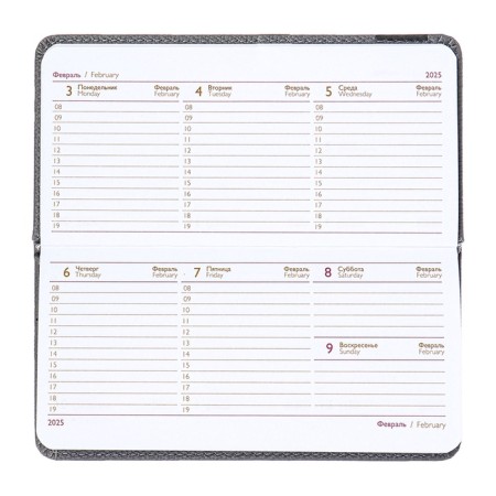 The weekly dated 2025, Escalada, 170 x 88mm, solid cover of artificial leather with foam rubber, 64 sheets, pancake embossing, block 70, gray-10