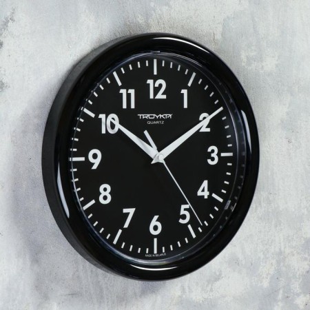 Wall clock, series: classic, smooth move, d = 24 cm, black rim-1