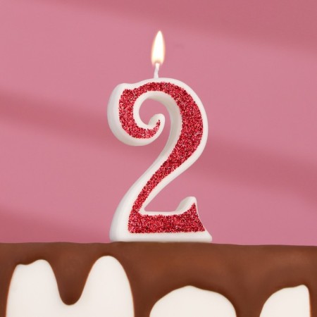 Candle in the cake on the skewer "Rubin collection", the number 2, 5.2 cm, ruby