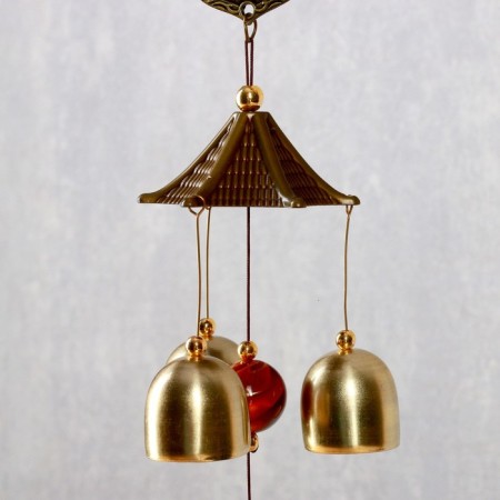 Wind Music Metal "Ganesha on the Medallion" 3 bells 43 cm-2