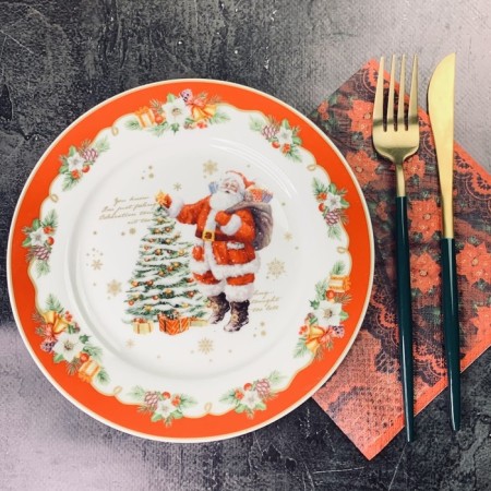 A set of 6 plates Lenardi, 20.5 cm, New Year's print