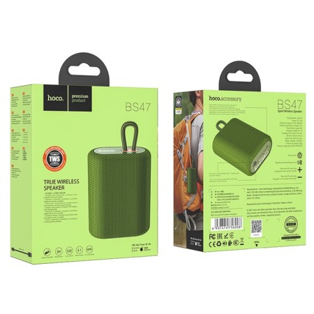 Portable column Hoco BS47, 5 W, 1200 mAh, BT5.0, Microsd, Green-4