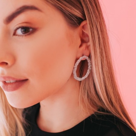 Earrings Metal "Orbit", silver color-3