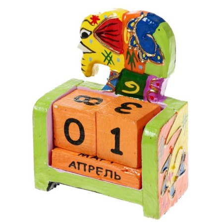 Wooden calendar "Elephant" 7x4x10 cm, mix (2 languages)-4