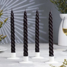 A set of candles of twisted, 2.3x 24.5 cm, 5 hours, 50 g, 4 pieces, black