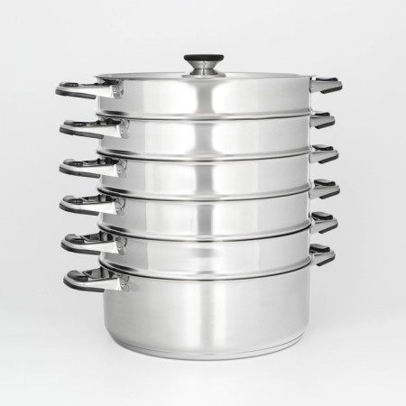 Altyn Mantock, 7.5 l, d = 30 cm, 5 sections, a metal cover, with a heat distribution layer, induction-1