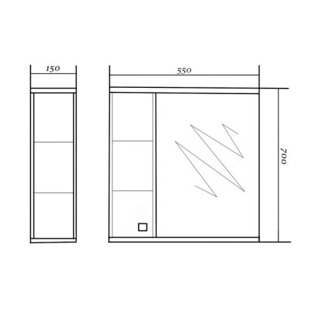 Cabinet-mirror quado left 55 15 cm x 55 cm x 70 cm-1