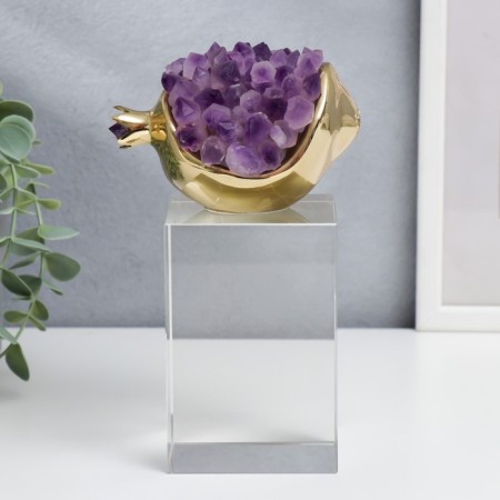 Interior brass souvenir, quartz "Golden grenade with amethyst" 18x8x8 cm-1