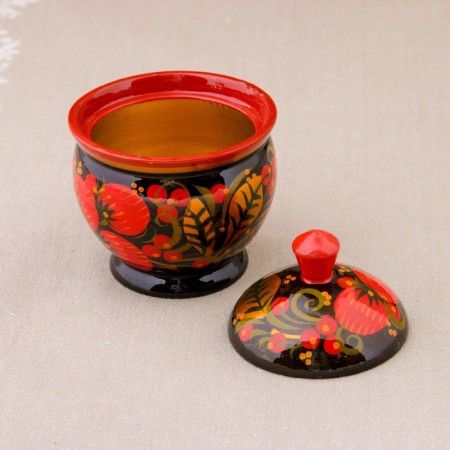 Solonka "Berry", with a lid, 8.5 × 6 cm, Khokhloma-5