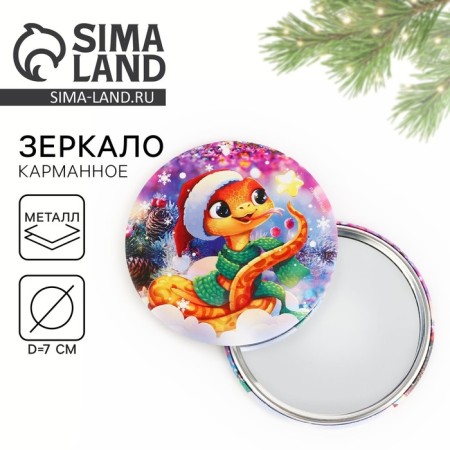 Pocket mirror "snake in the snow", diam. 7 cm