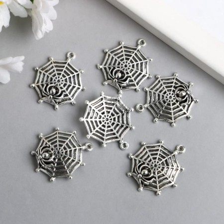 Decor Metal for Creativity "Spider and Web" silver 4503 2.9x2.6 cm-2