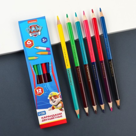Color pencils, 12 colors, bilateral, puppy patrol-1