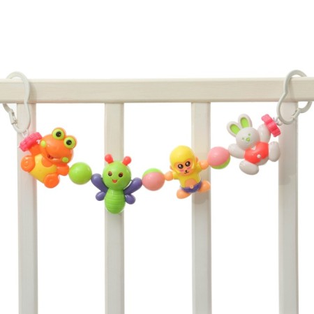 Stretching to a stroller/crib "Monkey and Friends", 4 toys, color mix, crush me