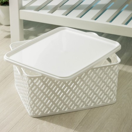Storage basket with a “braid” lid, 35 × 29 × 17.5 cm, white color-3