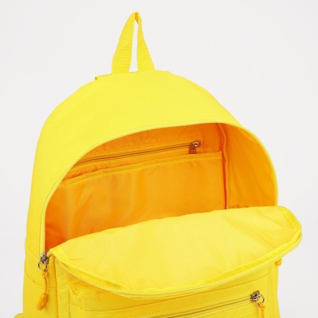 School backpack from textiles on lightning, 3 pockets, yellow color-5