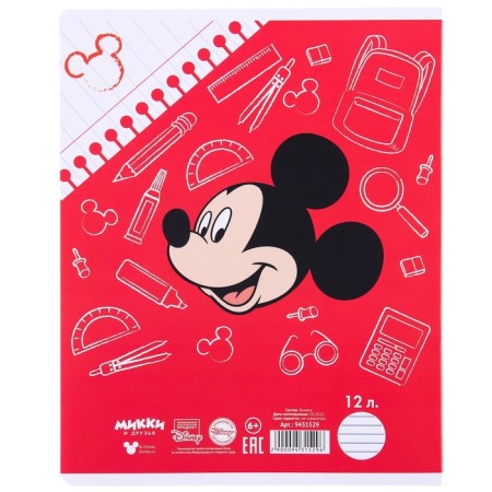 Notebook in a ruler of 12 sheets, 5 types of mix, cover coated paper, Mickey Mouse-4