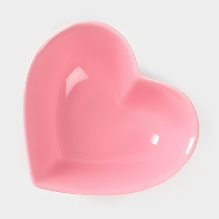 Ceramic Dolyana Salamnik "Heart", 130 ml, 12.5 × 11.5 cm, pink color-2