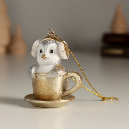 Souvenir Polystone Suspension "Penguin in a cup" 5.5x4x6 cm-3