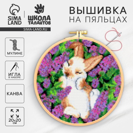 Embroidery on the hoops "Rabbit", 20 x 20 cm, a set for creativity