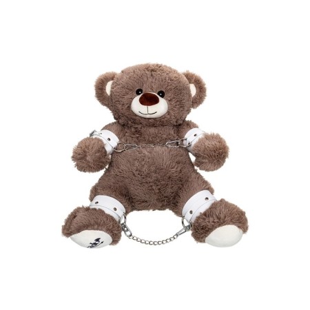 Pecado BDSM bandage set, “brown bear”, shackles, handcuffs, genuine leather, white-1