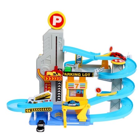 Parking "City" with 6 cars and elevator, light and sound-2