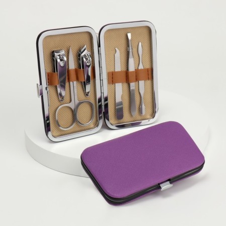Manicure set, 6 items, in case, purple color-2