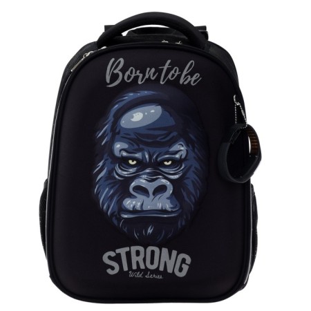 School backpack Devente Born to be Strong + watch, 38 x 28 x 16 cm, ergonomic back, black-4
