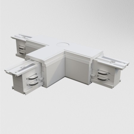 The T-shaped connector for the Technical Tract-31w-L-31W-L, left-linked, 16.6x9.9x3.2 cm, white color, white-1