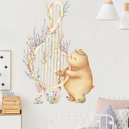 Sticker Plastic Interior Color "Bear and Flower Arph" 30x45 cm