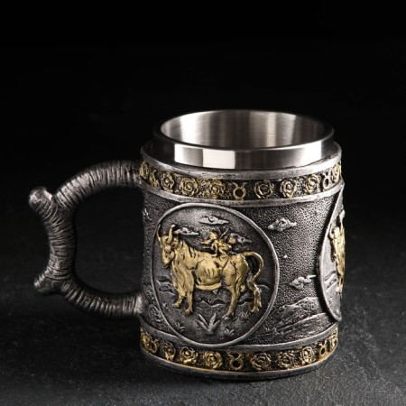 Bull stainless steel mug, 400 ml, silver color-2