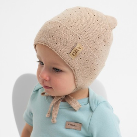 Children's hat minku, rr 44-46, beige color-1