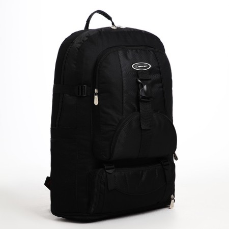 Tourist backpack on lightning, with an increase, 5 outer pockets, black color-2