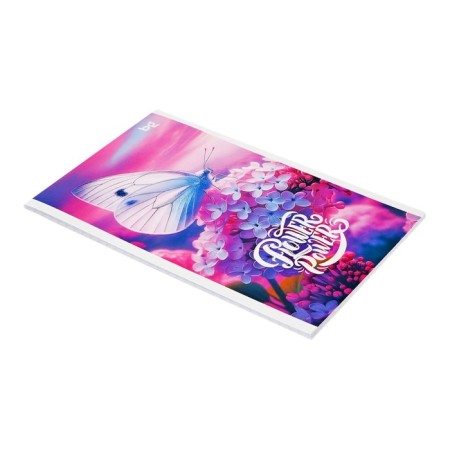 Notepad A6, 24 sheets in a cage on a paper clip "Bright flowers", cover Cover Cardboard, block 60 g/m2, mix-9