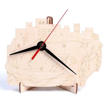 Wood painting "Machine", clock-2