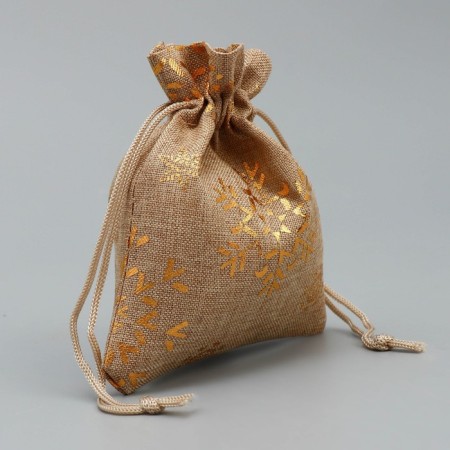 Bag gift canvas "Golden Snowflakes", embossing, 10 x 12 cm +/- 1.5 cm, New Year-2