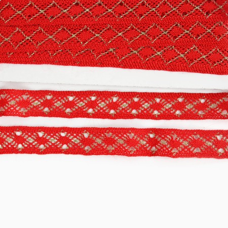 Red braid with lurex, 2.5 cm, in a roll 10 meters-2