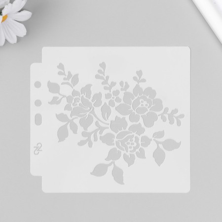 Stencil plastic "Flowers. Russian style" 13x14 cm