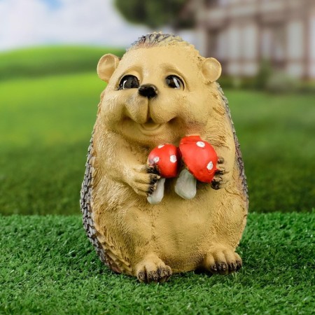Garden figure "Hedgehog with mushrooms" 12x13x16cm