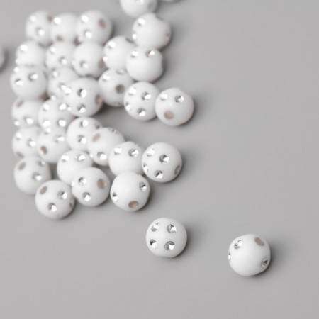 Beads for creativity plastic "Ball with rhinestones" white-silver set 20 grams 0.8x0.8x0.8 cm 10428