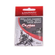 Twal with a fastener Namazu Pro Rolling Ribbed Swvel, Carbon, size 7. Test-23 kg