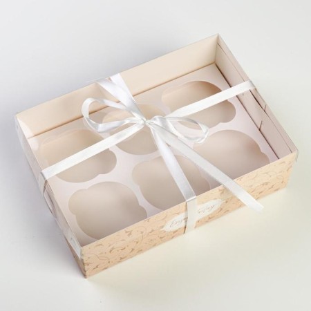 Capcake box, confectionery packaging, 6 cells Enjoy Today, 23 x 16 x 7.5 cm-1