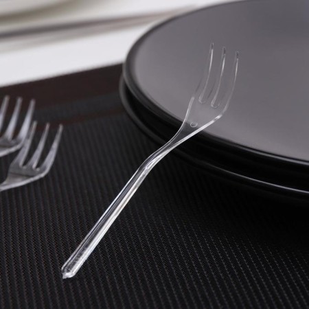 Disposable plastic fork for buffet, 10 cm, transparent color, 50 pcs/pcs