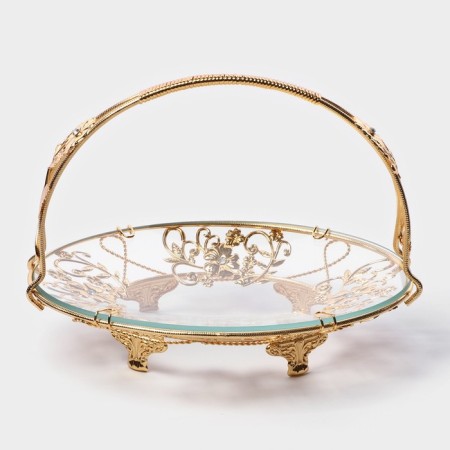 VAZA Oval Haigarden, 26 × 18 × 19 cm, removable handle, Golden metal color-1
