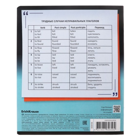 Subject notebook, 36 sheets, cage, English, Erichkrause "Timeline", coated cardboard, Bloc Offset 100%, information block-5
