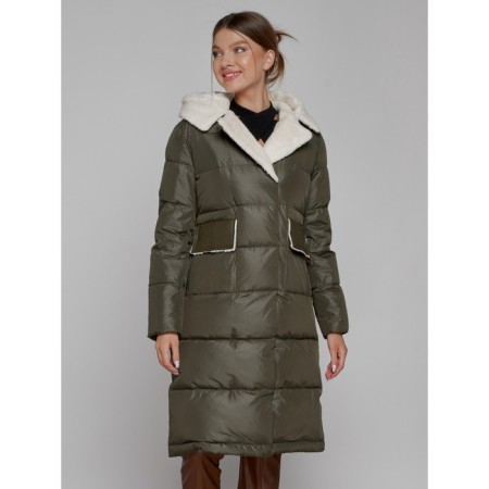 Coat insulated winter female, size 44, khaki color-4