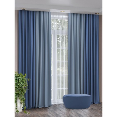 Set of curtains "Canvas", size 200x270 cm, 2 pcs, blue color, Marengo-5