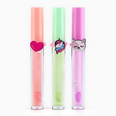 Children's shine for the lip "Unicorn" with a ringle, 8 ml, mix-4